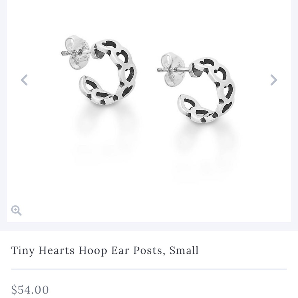 James Avery small heart hoops